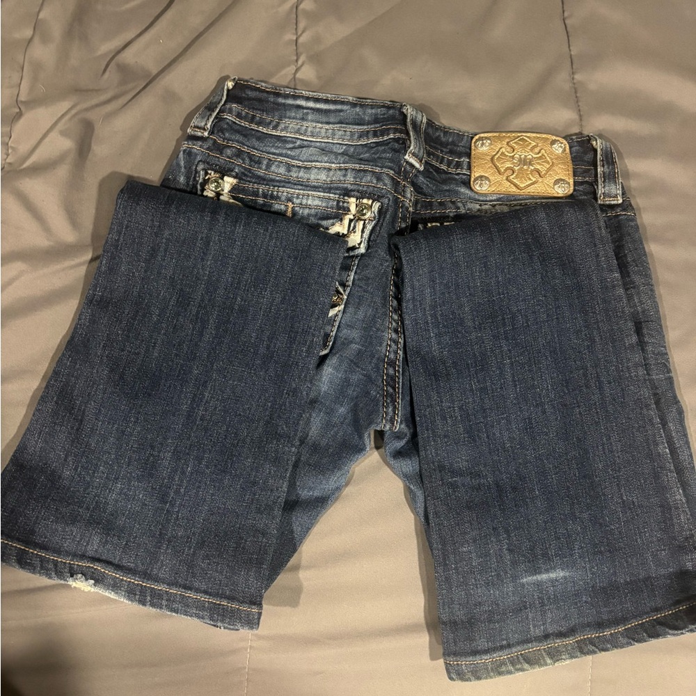 Miss Me Blue Boot Cut Jeans with Embellished Pockets - Picture 4 of 6